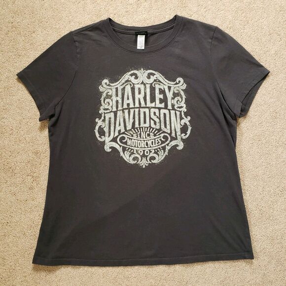 Harley Davidson Women's T-Shirt Appalachian Mechanicsburg PA Faded Black XL - Picture 1 of 6